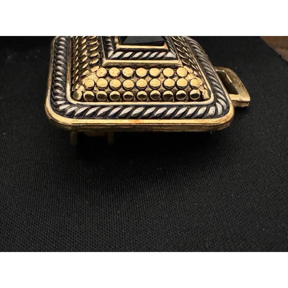 Vintage Paquette Mixed Metal‎ 2 Piece Interlocking Belt Buckle Rhinestone